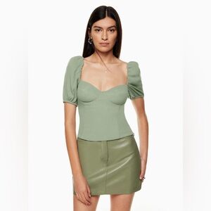Aritzia Wilfred Novella Sweetheart Bodice Ruched Short sleeve Blouse